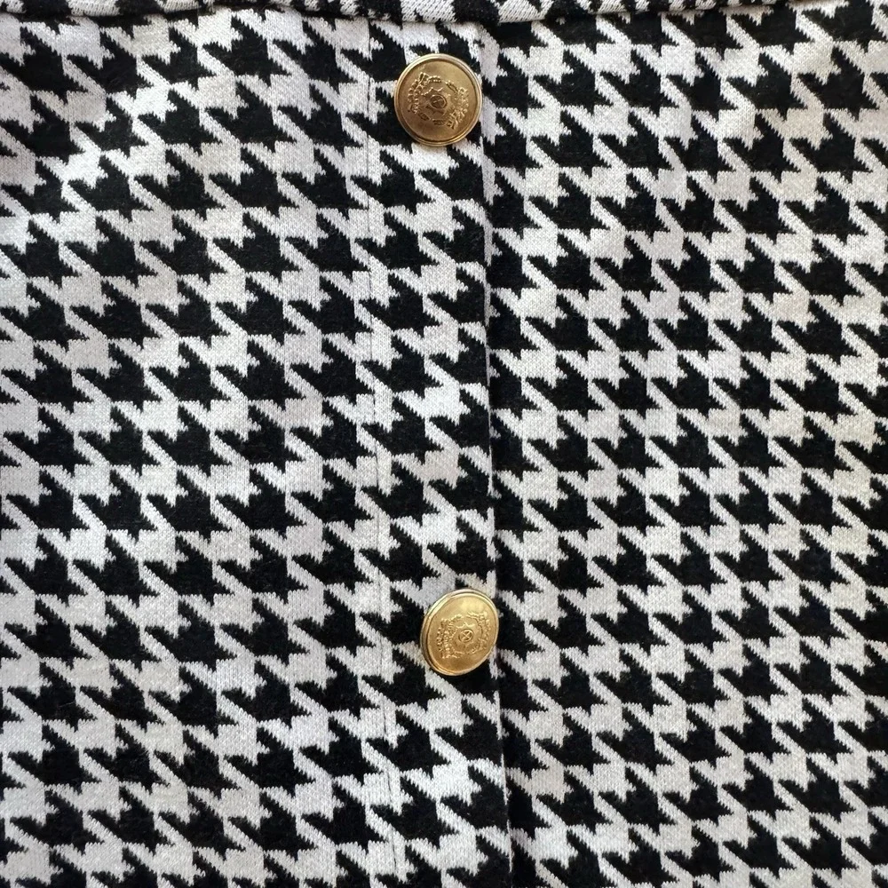 ZARA Girls Dress Size 7  Black White Houndstooth‎ Gold Buttons Preppy